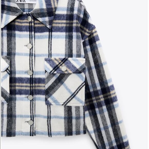 Zara cropped plaid flannel cropped overshirt shacket NWT size Small - Picture 7 of 15